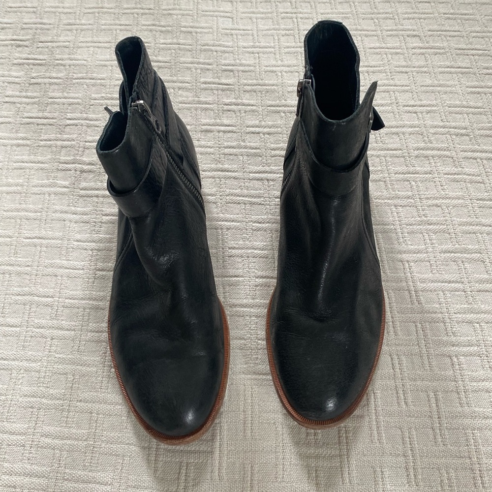 Kork-Ease black leather booties.